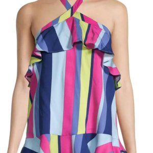 PARKER NY Designer, Women's halterneck multi-color, striped top, size XS, NWT